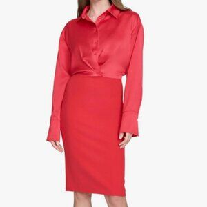Red Halston Mixed Media Dress
